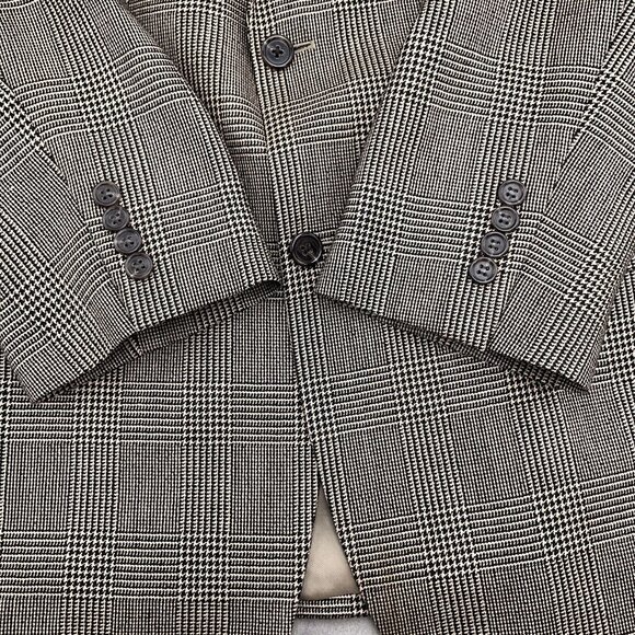 Jos A Bank Blazer Men 46L Black Tan Prince Edward Plaid Signature Silk Camelhair - Picture 3 of 13